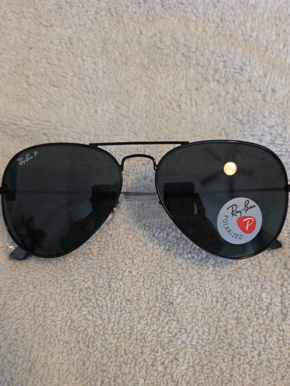 Ray-Ban Polarized Aviator Sunglasses in Black and Dark Green